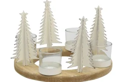 + Adventskranz Holz Tannenbaum weiß
