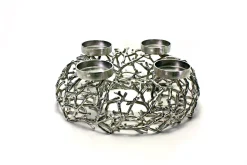 + Astkranz mit 4 Kerzenhalter Silber S