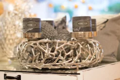 + Astkranz mit 4 Kerzenhalter Silber S