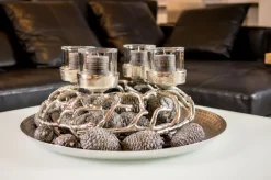 + Astkranz mit 4 Kerzenhalter Silber S