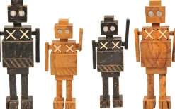 + Dekofigur Roboter aus Holz 35 cm Schwarz