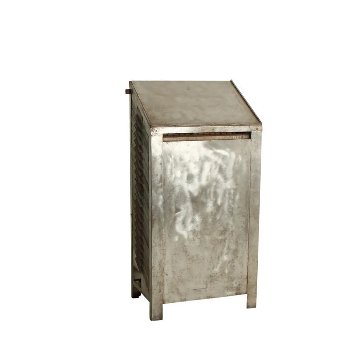 + Ludow - Vintage Setzkasten Schrank silber