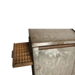 + Ludow - Vintage Setzkasten Schrank silber