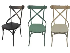 + Metallstuhl mit Patina Antikweiß