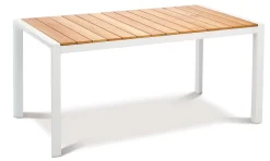+ Tisch Paros 160x90cm weiss/Teakholz