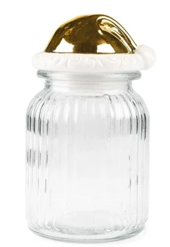 BADEN Glas mit Nikolausmütze - Höhe 20 cm Gold