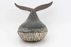 Batela Dekofigur blauer Wal aus Holz - Länge 45 cm