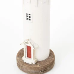 Batela Holzleuchtturm in Weiß mit LED