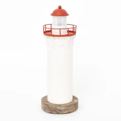 Batela Holzleuchtturm in Weiß mit LED