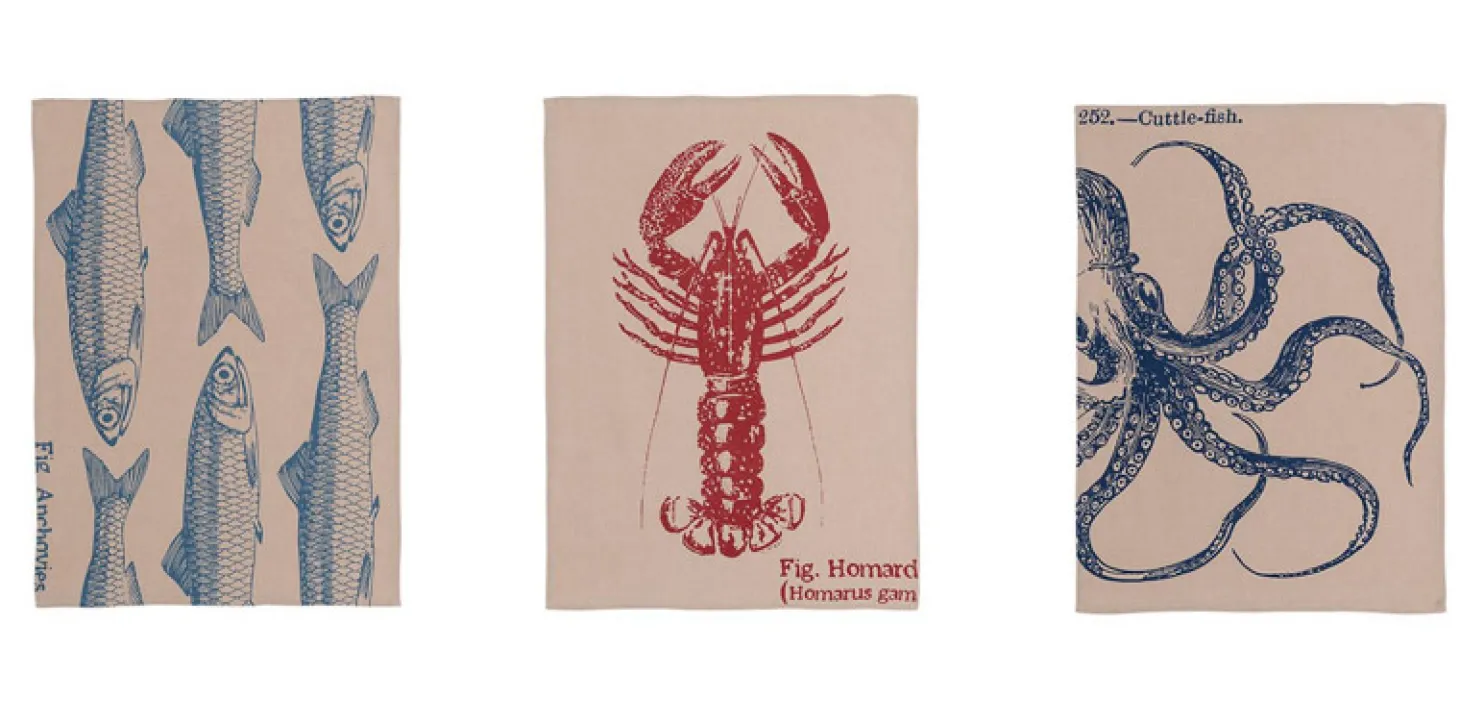 Batela Küchenhandtuch maritime Muster Sardellen