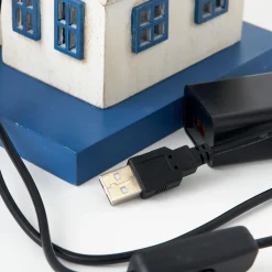 Batela Leuchtturm LED Metall blau-weiß, Höhe 44 cm