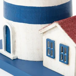 Batela Leuchtturm LED Metall blau-weiß, Höhe 44 cm