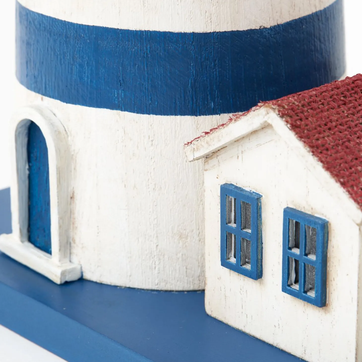 Batela Leuchtturm LED Metall blau-weiß, Höhe 44 cm