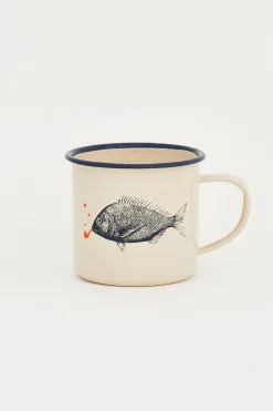 Batela Metalltrinkbecher Fischmotiv, Höhe 8 cm