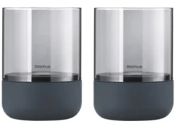 Blomus 2er Set Windlicht CALMA XS aus dunkelgrauem Beton