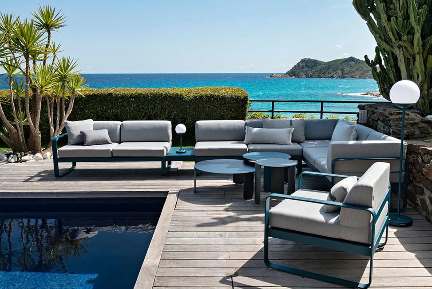 Fermob Bellevie Lounge 2-Sitzer Modul C7 Lapilligrau A3 Graphitgrau Mitte