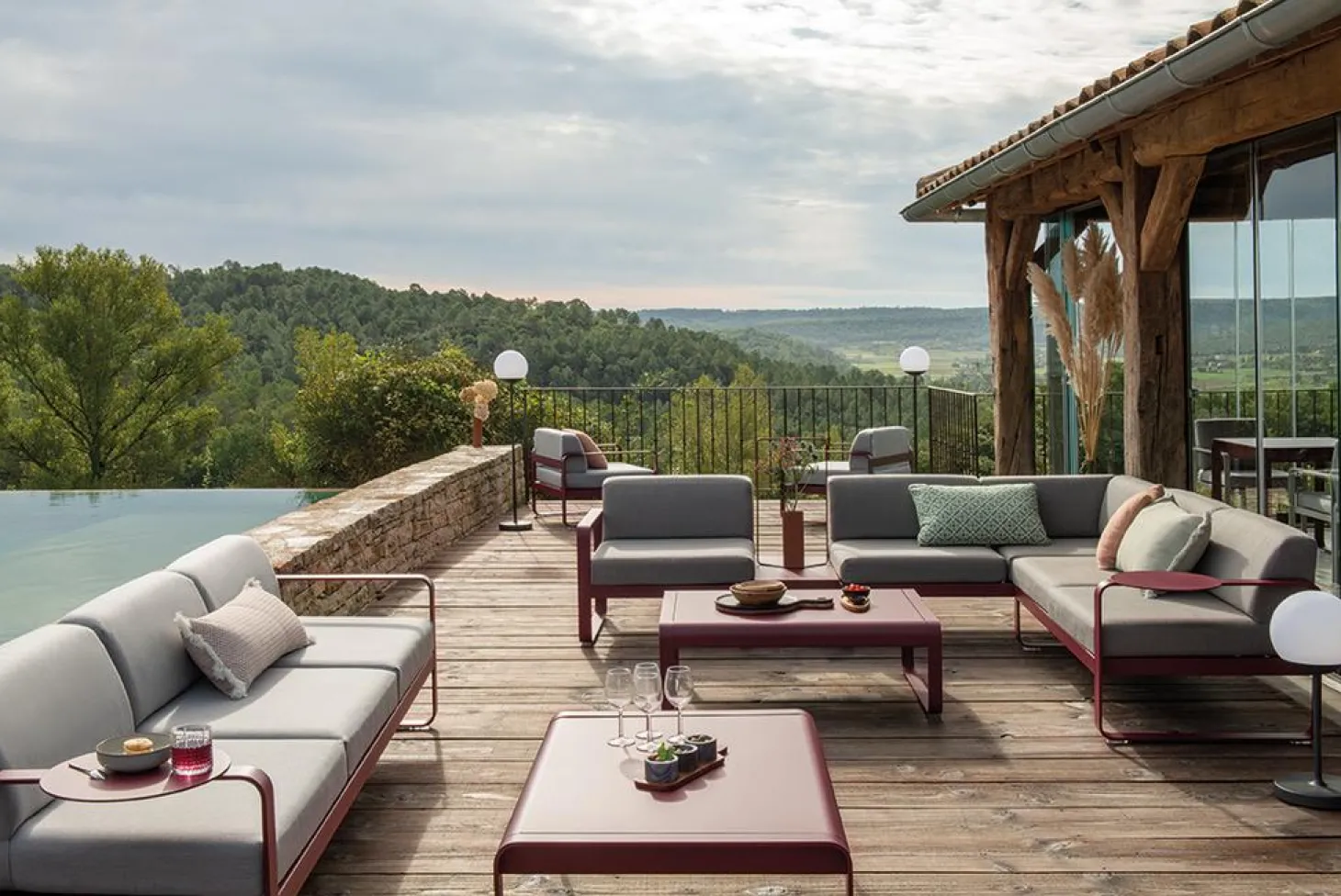 Fermob Bellevie Lounge 1-Sitzer Modul E2 Kandierte Orange A3 Graphitgrau Mitte