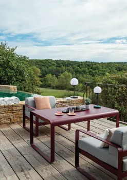 Fermob Bellevie Lounge-Sessel Outdoor E2 Kandierte Orange 79 Flanellgrau