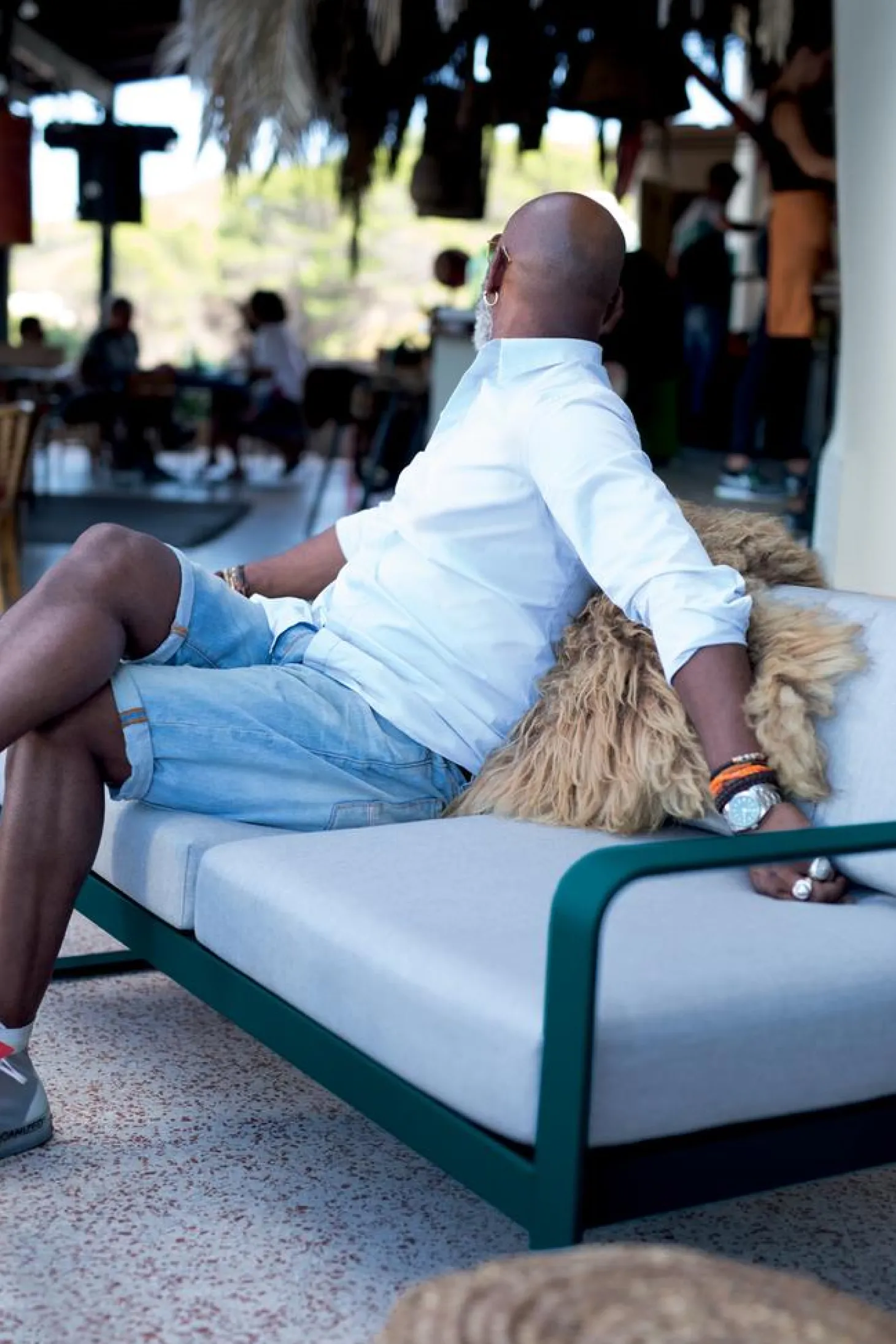 Fermob Bellevie Lounge-Sofa 2-Sitzer 48 Rosmarin 79 Flanellgrau