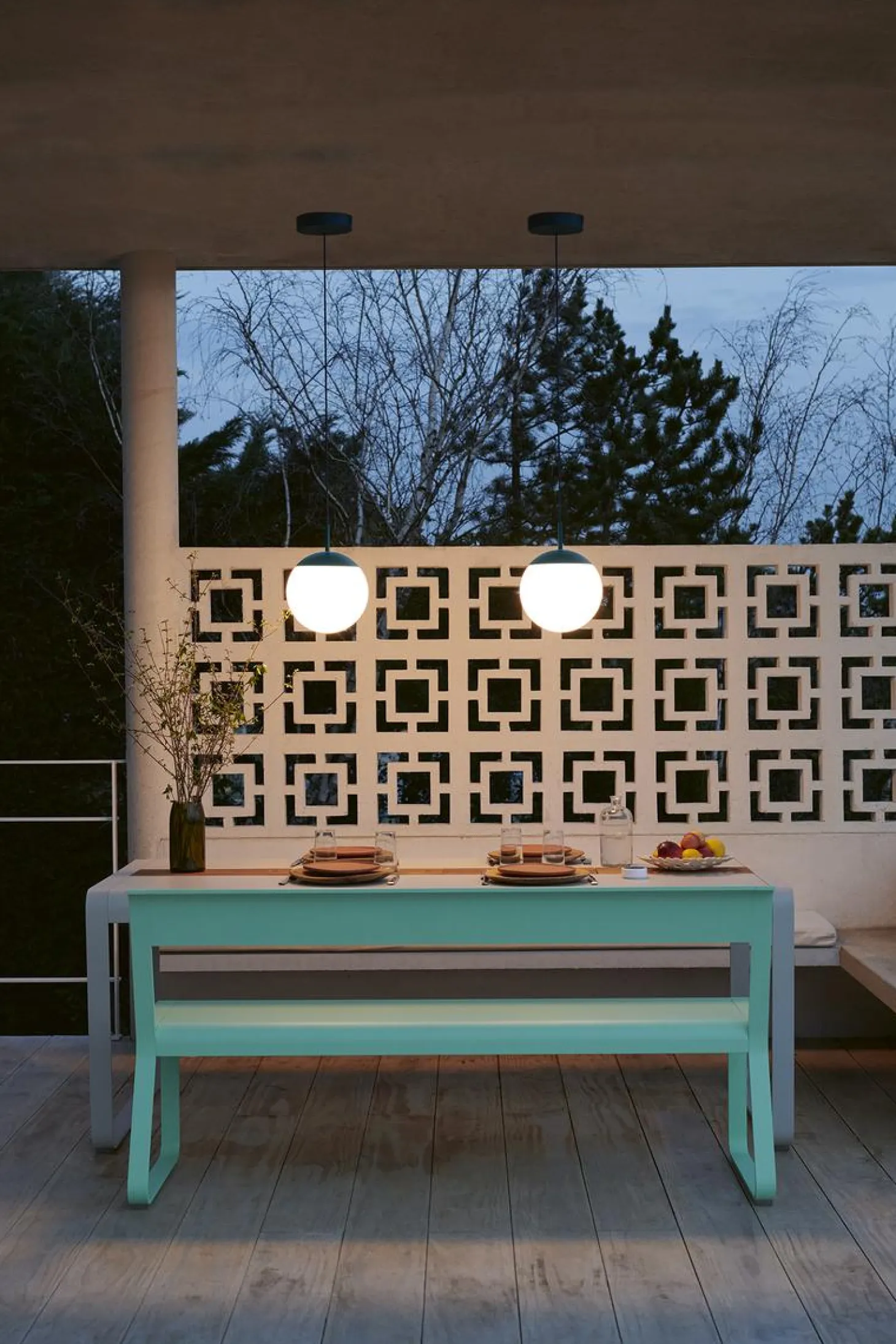 Fermob MOOON! Hängelampe Glas Ø 25 cm Acapulcoblau