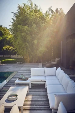 Fiam Anbauelelement Fiam DOMINO, 70 x 70 x 42 Gestell: Aluminium Weiß, Sitzkissen Taupe