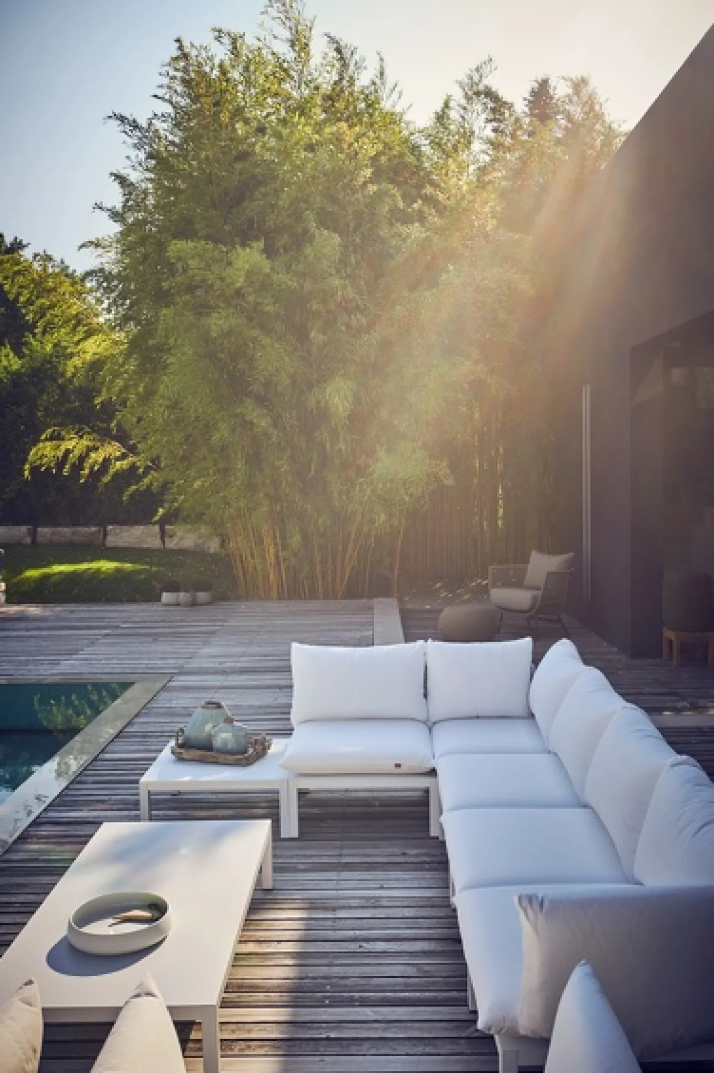 Fiam Anbauelelement Fiam DOMINO, 70 x 70 x 42 Gestell: Aluminium Weiß, Sitzkissen Taupe