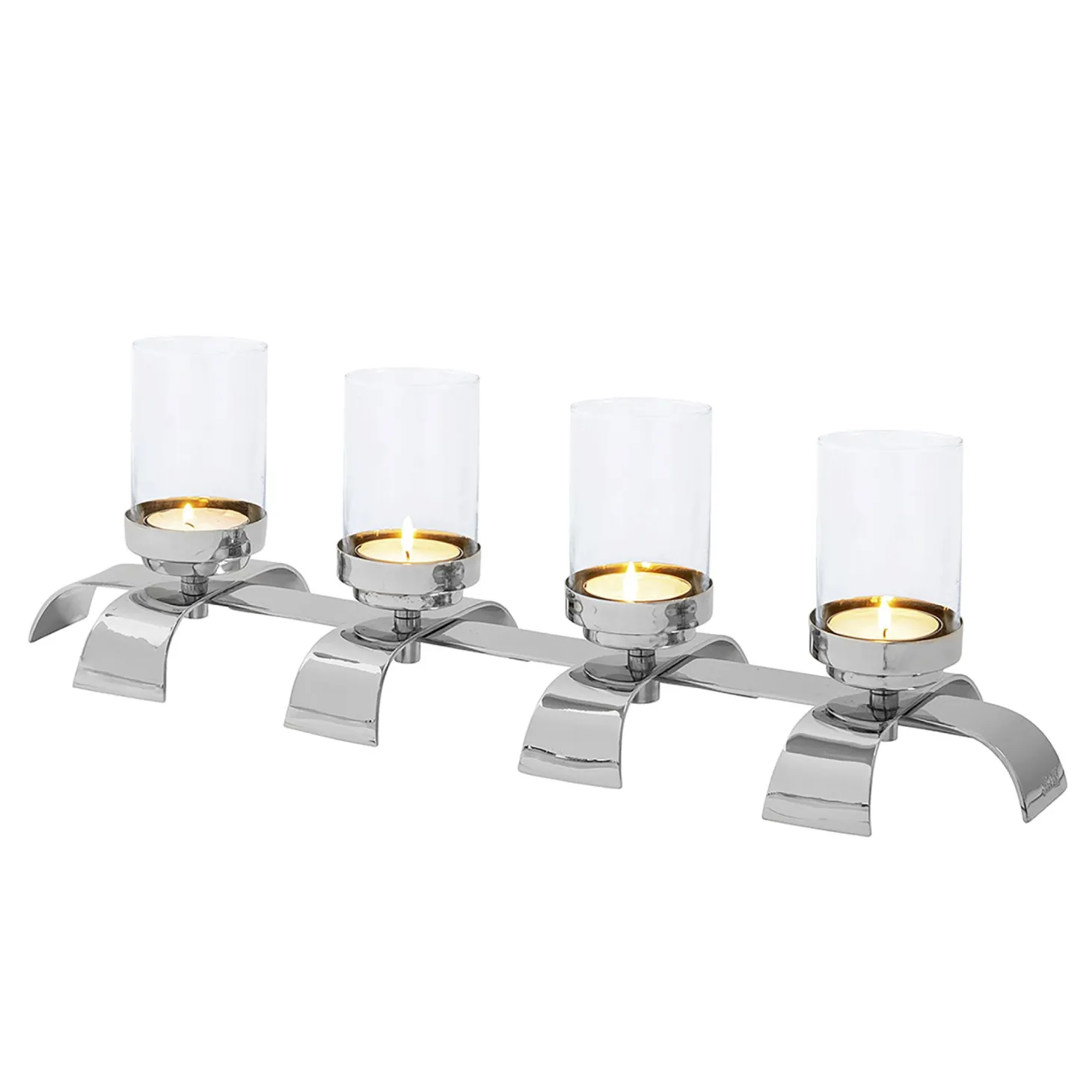 Fink Aaron vernickelter Teelichtleuchter inkl. 4 Glaszylinder