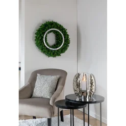 Fink Glamour silbernes Windlicht mit Hammerschlagstruktur ohne Glas