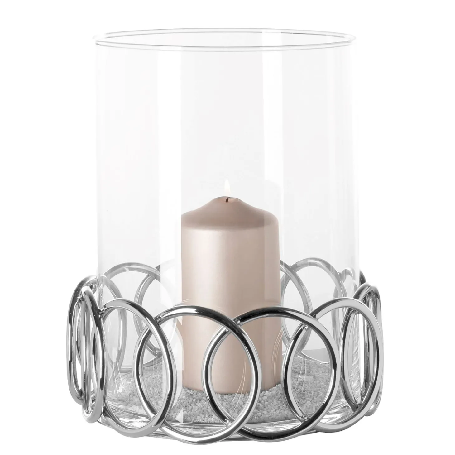 Fink Juwel Glas Windlicht mit Metallringen