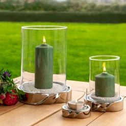 Fink Le Decor Windlicht mit Keramik Sockel Ø 15 cm, Höhe 24,5 cm