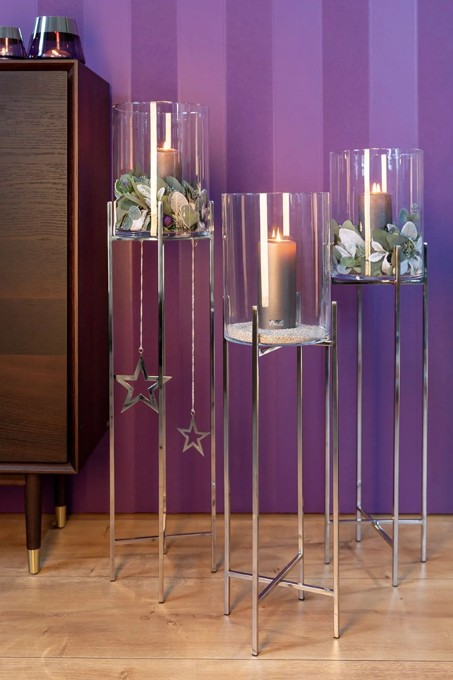 Fink ODEON stabiles Standwindlicht mit Vase 100 cm