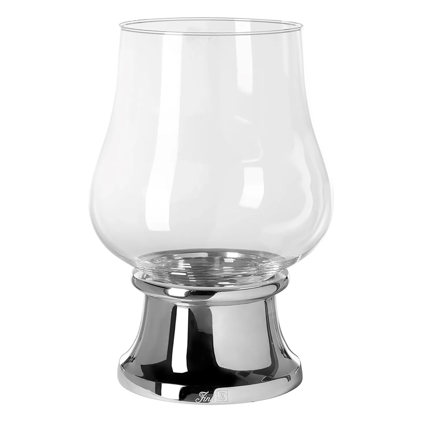 Fink Palina Glas Windlicht mit glänzendem Fuß Ø 21 cm, Höhe 31 cm