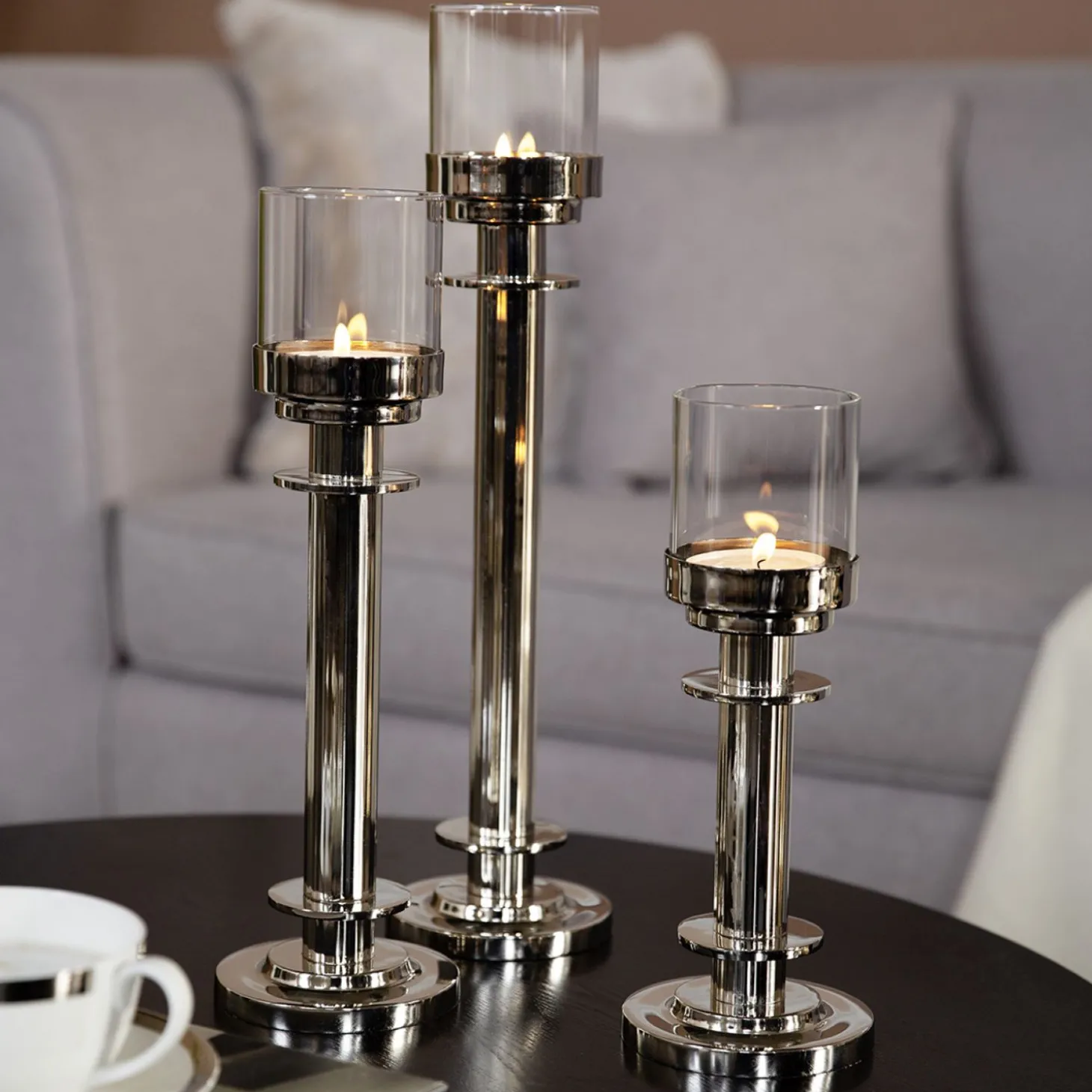 Fink RICARDO eleganter Kerzenleuchter - Rillenstruktur 21 cm ohne Glaszylinder