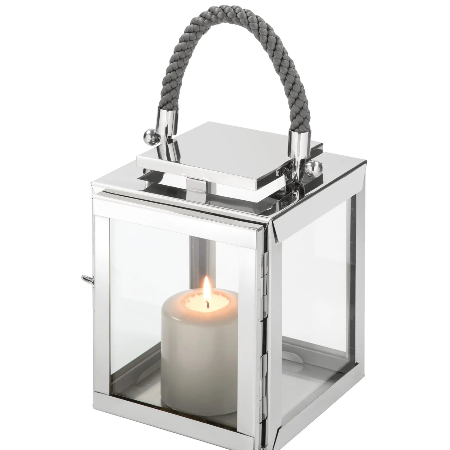 Fink Sevilla moderne Laterne mit Griff 23 cm Silber