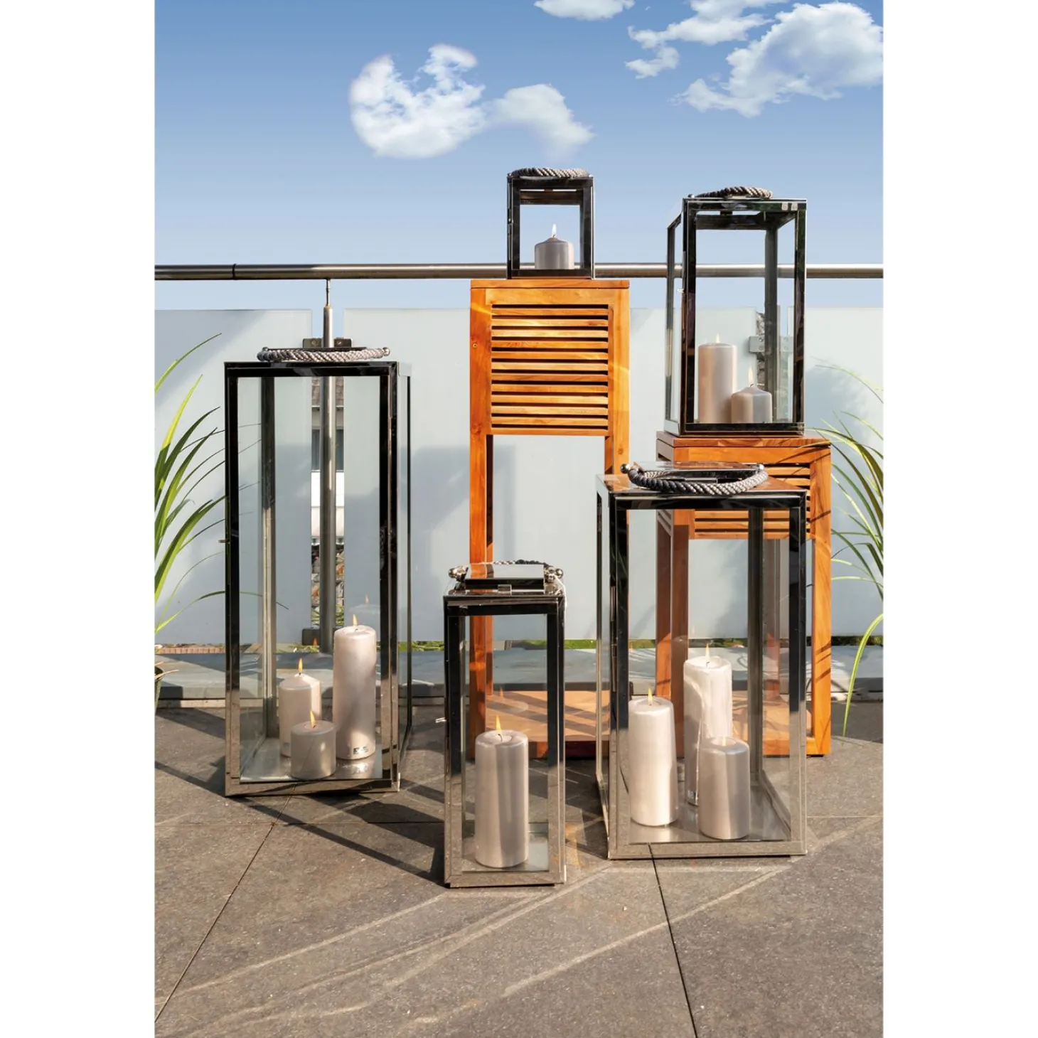 Fink Sevilla moderne Laterne mit Griff 23 cm Silber