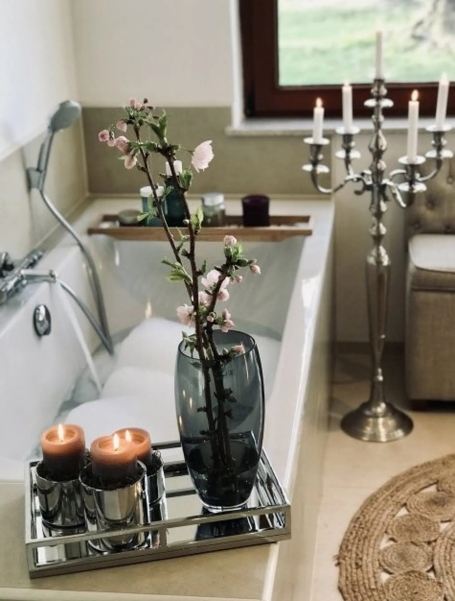 Fink SOBRIO Stumpenkerzenhalter silber L - Höhe 11 cm