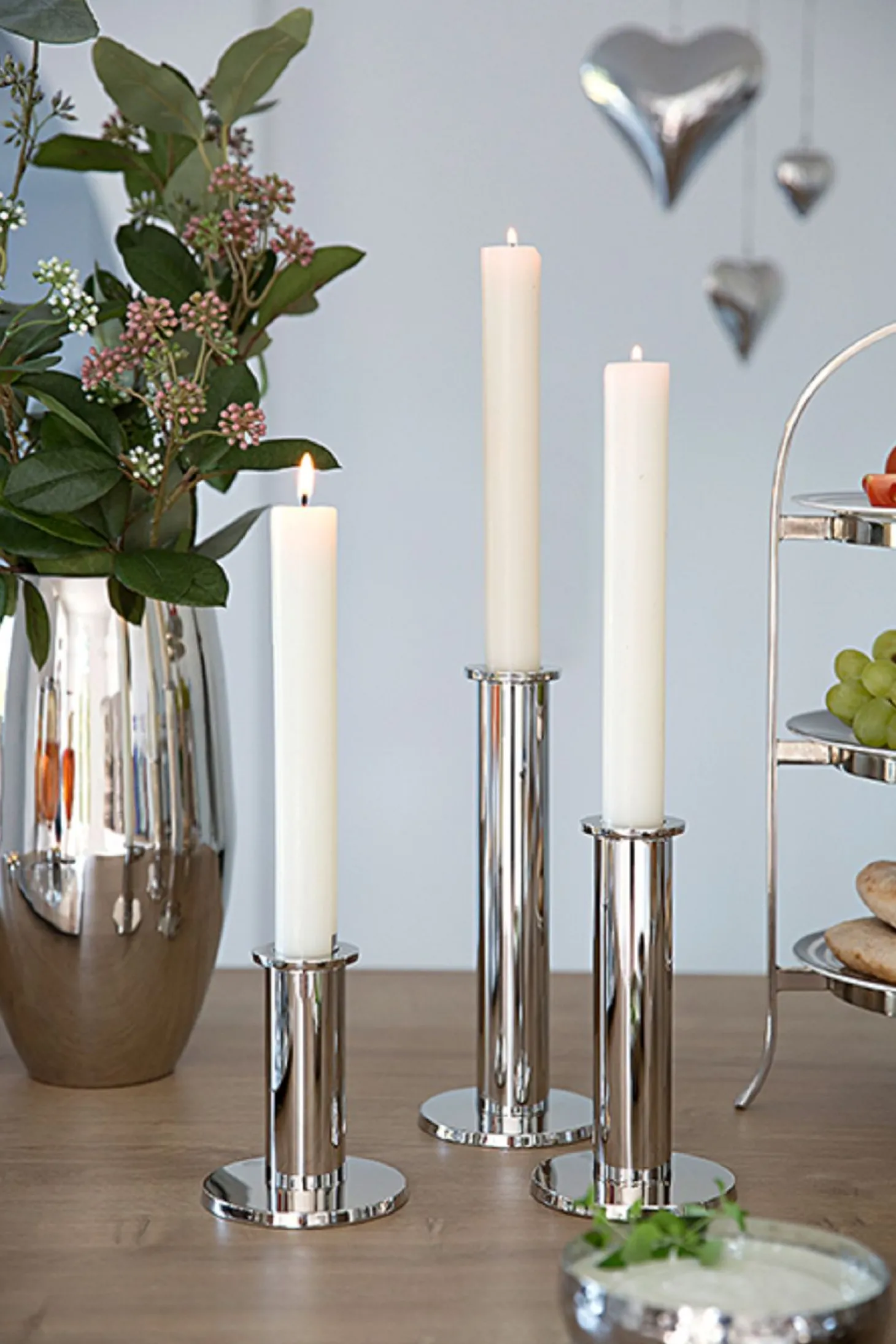 Fink STRATO silberner Kerzenhalter für Stabkerzen Höhe 12 cm