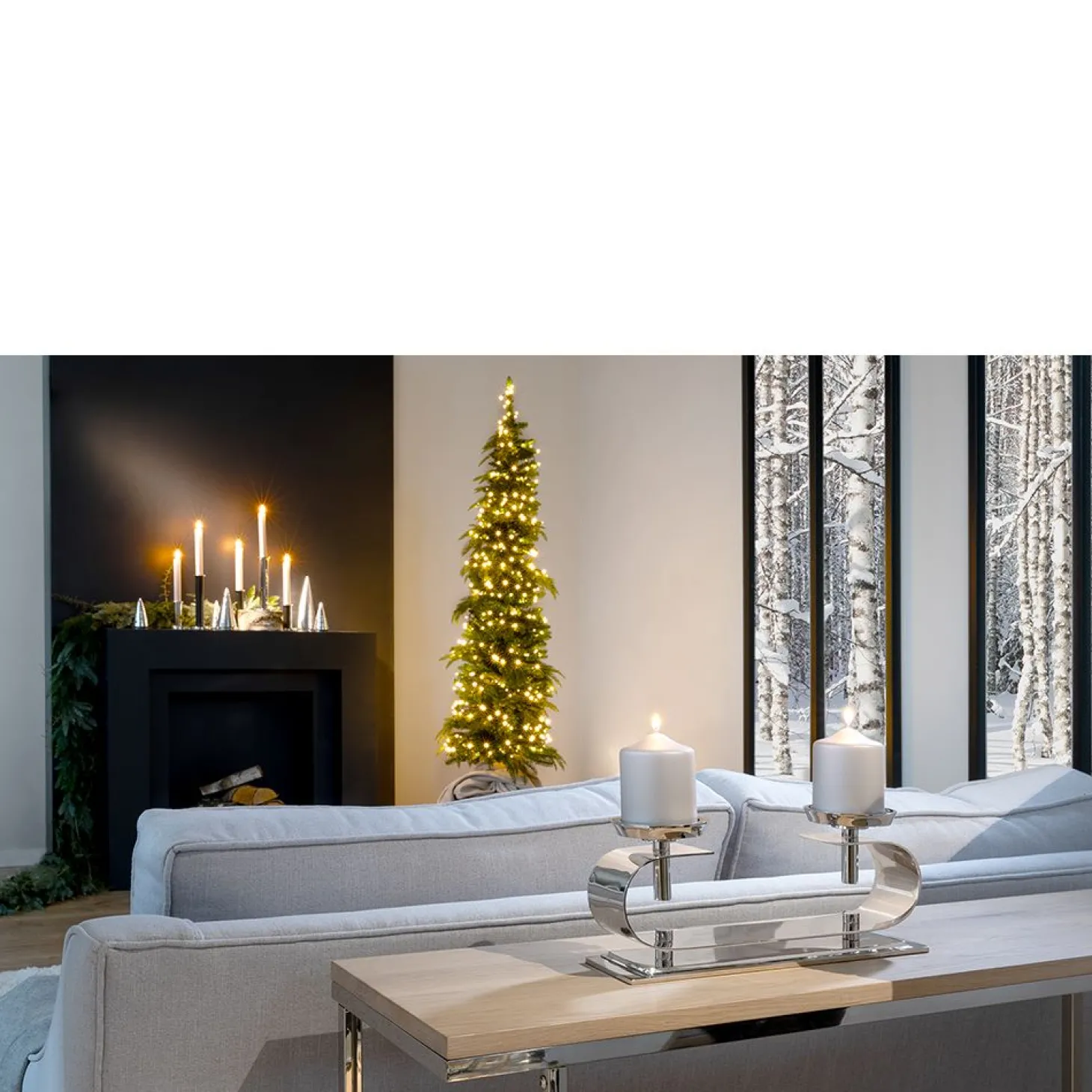 Fink Twinson 2-flammiger Stumpenkerzenhalter Länge 10 cm