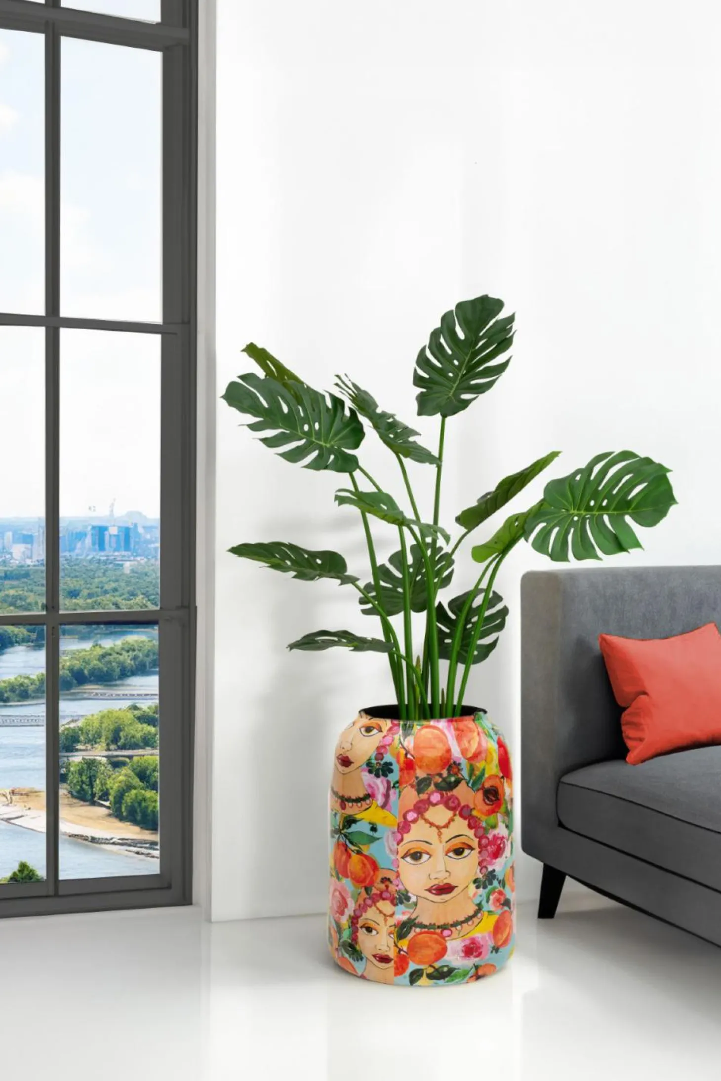 Fleur Ami Blooming Namaste Vase/Übertopf aus Metall Ø 30 cm, Höhe 43 cm