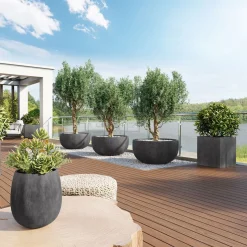 Fleur Ami Division Lite XXL Outdoor Pflanzkübel steingrau Ø 100 cm, Höhe 50 cm