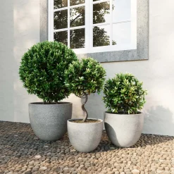 Fleur Ami Gritto handgefertigter Übertopf aus Beton 36 x 30 cm anthrazit