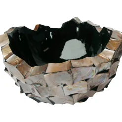 Fleur Ami Muschel Schale rund Ø 40 cm, Höhe 24 cm perlmutt braun