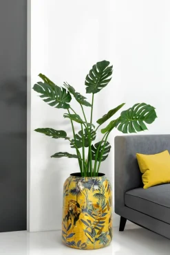 Fleur Ami Nomad Lion goldene Vase mit Dschungel-Design Ø 30 cm, Höhe 43 cm