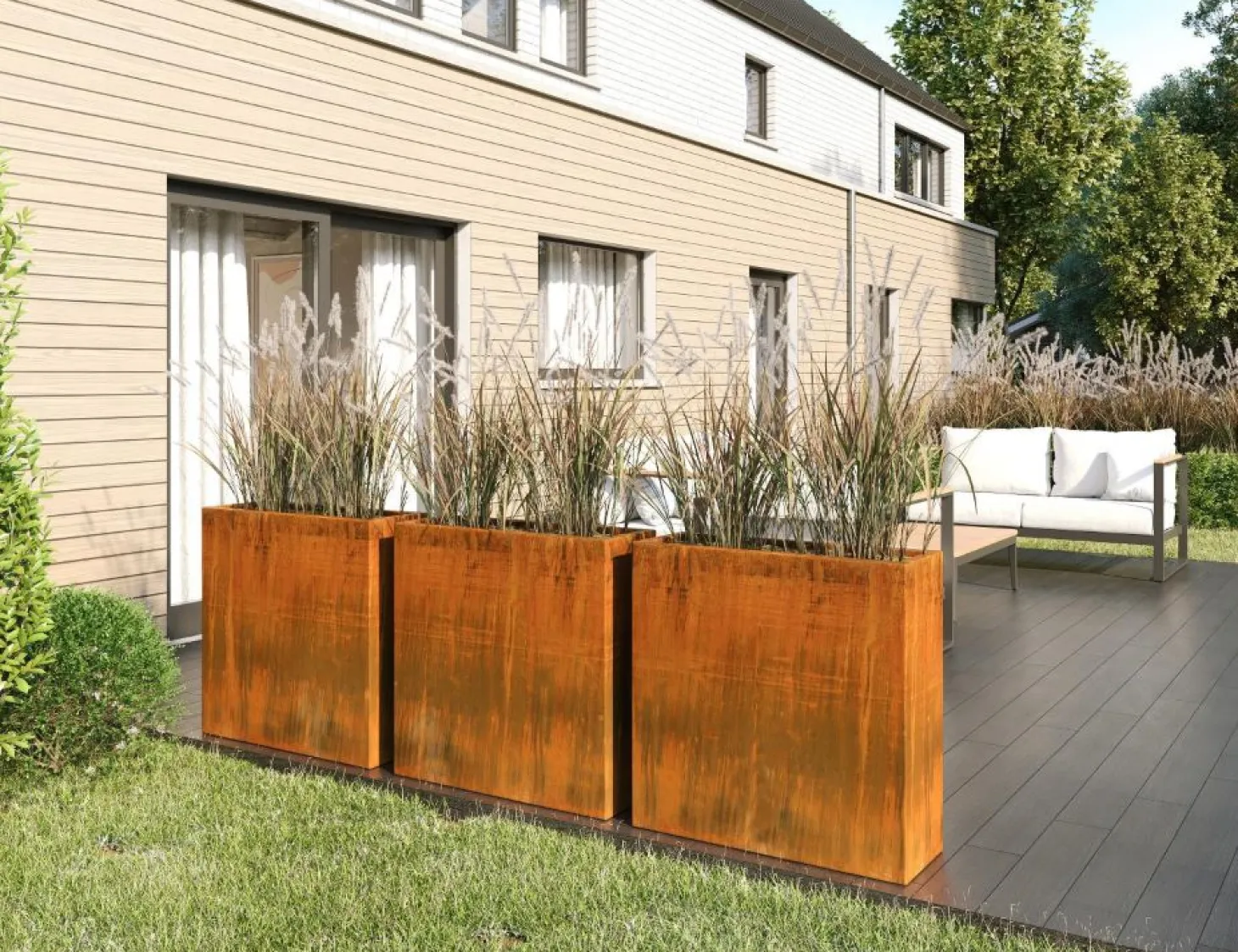 Fleur Ami Outdoor Raumteiler aus Corten Stahl 118 x 38 cm