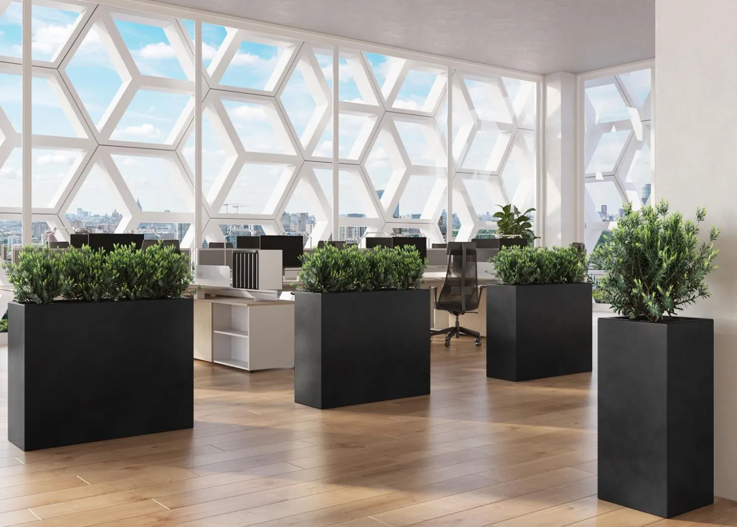 Fleur Ami Polystone Pflanzsäule für morderne Bepflanzung 35 x 70 cm grau