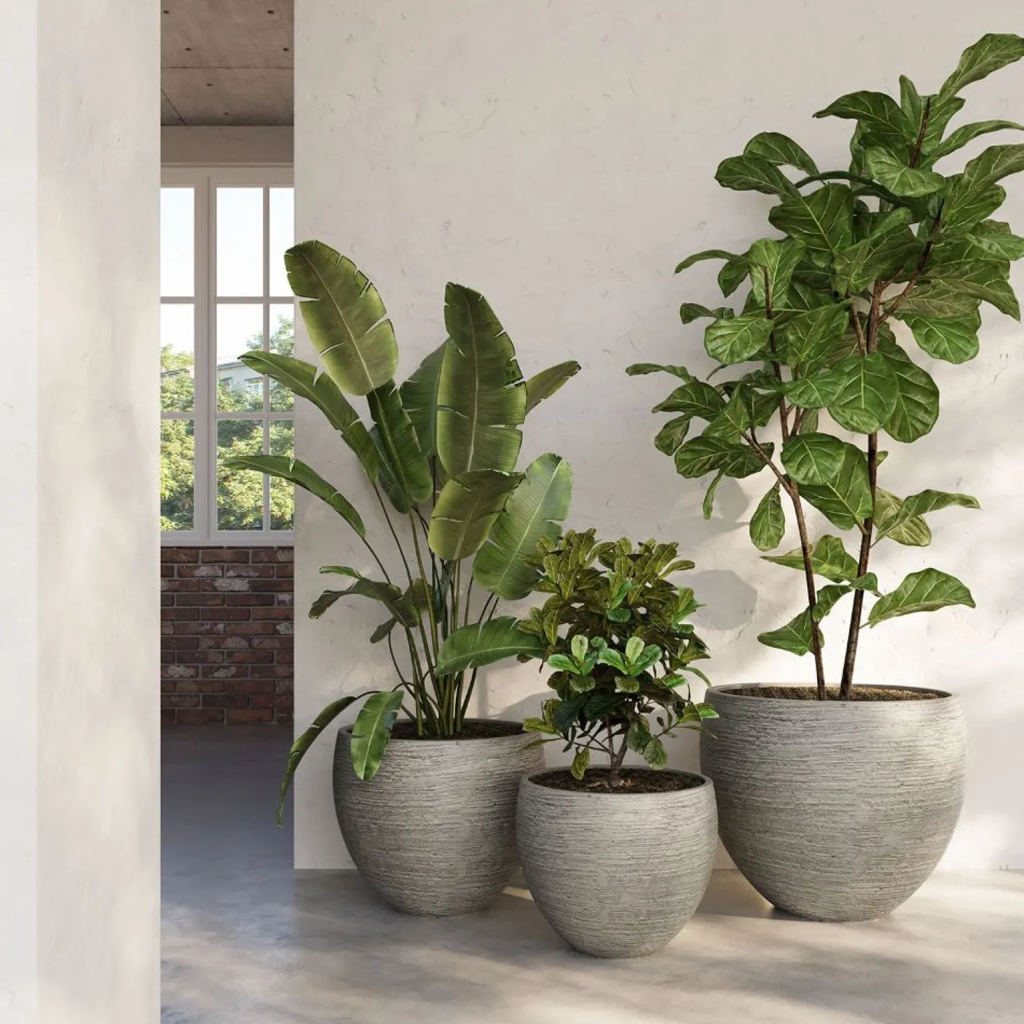 Fleur Ami Pottery runder Blumentopf wellenartige Struktur Ø 35 cm, Höhe 30 cm grau