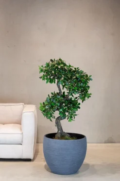 Fleur Ami Pottery runder Blumentopf wellenartige Struktur Ø 35 cm, Höhe 30 cm grau