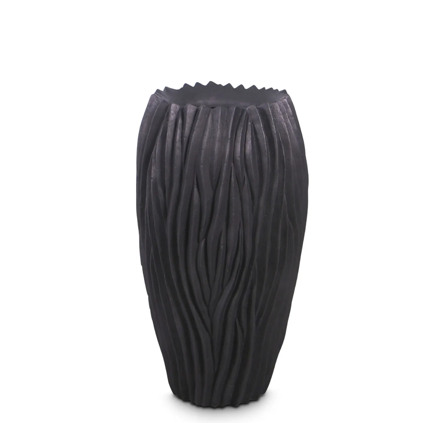 Fleur Ami River Bodenvase wellenförmige Struktur Ø 38 cm, Höhe 70 cm schwarz