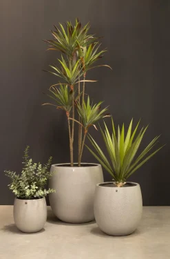 Fleur Ami Runder Pflanzenübertopf Cliff granit steingrau Ø 37 cm, Höhe 43,5 cm