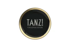 Gift Company Runder Glasteller 13cm - Tanz! Vor allem aus der Reihe, Schwarz/Gold